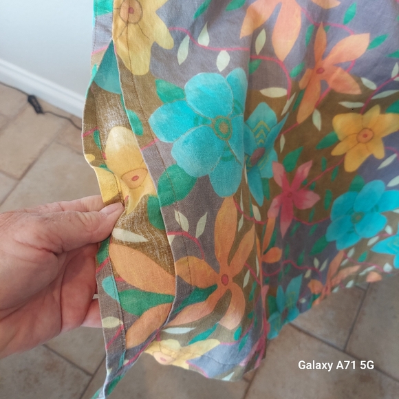 Vintage 1950's A Line Floral Dress Short Sleeve Side Slits Sz S - Picture 6 of 15